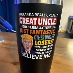 Black Tumbler with Humorous Uncle Design